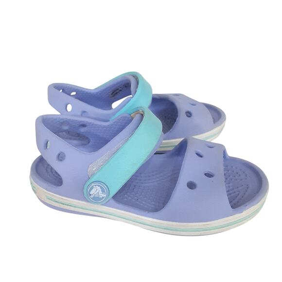 Crocs Bayaband Crocband Sandals Kids 6 Purple Adjustable Hook & Loop Close Girls - Picture 3 of 8